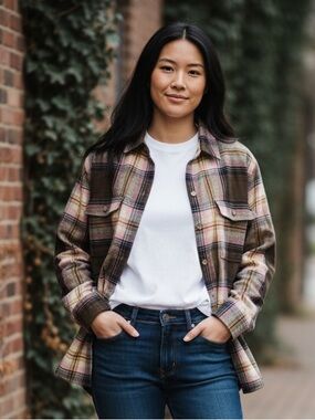 Old Navy Women's Plaid Button Down Flannel “The Boyfriend Shirt” -Size XS Petite